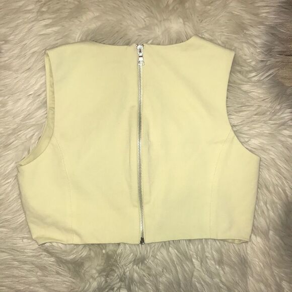 Bardot Crop Top, Exposed Zipper Sleeveless Top - Picture 2 of 5